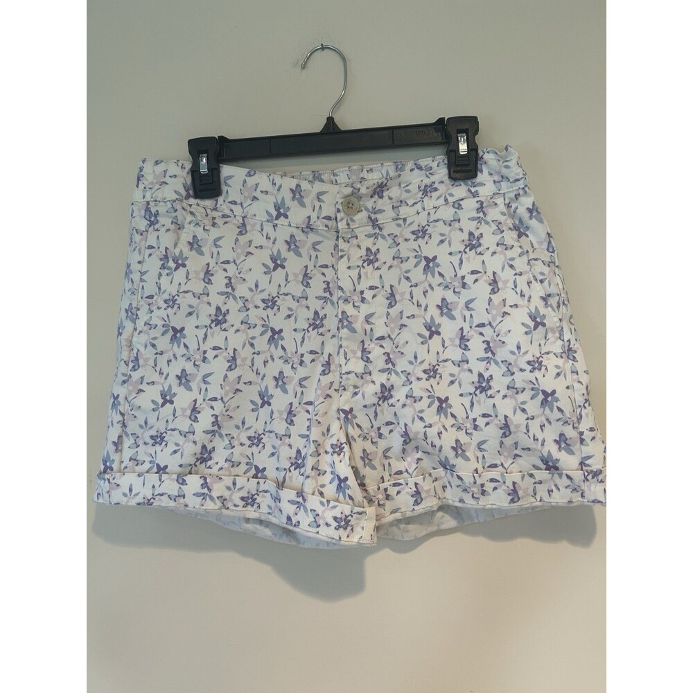 Jachs Girlfriend New York White Floral Women's Chino Shorts Size Large Preppy